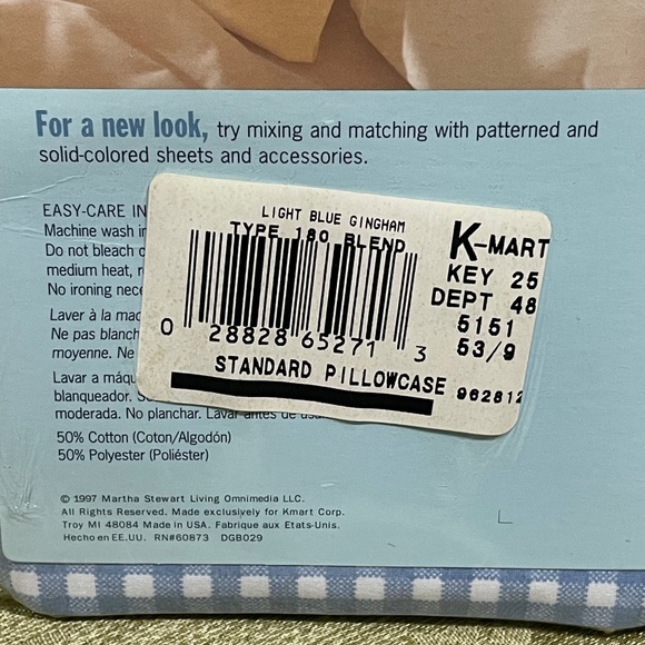 Blue Gingham MARTHA STEWART EVERYDAY Pillowcases NEW - Picture 3 of 3